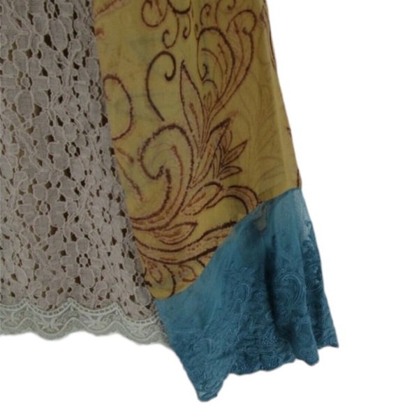 SUNDANCE Floral Watercolor Silk Lace Bell Sleeve - Picture 4 of 9